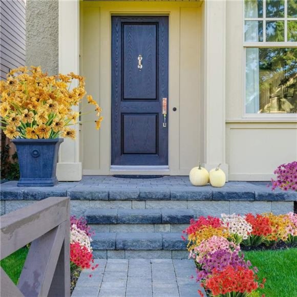 20Bundles Artificial Outdoor Flowers UVResistant Fake Flowers No Fade Faux Shrub - Picture 7 of 7